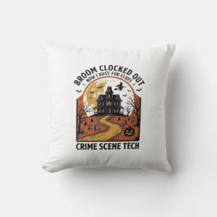 Crime Scene Technician Shirt Funny Halloween Haunt Throw Pillow