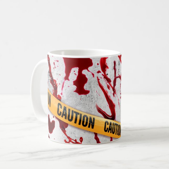Crime Scene with Blood Splatter and Caution Tape  Coffee Mug (Front Left)