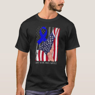Crime Victims Rights Awareness American Flag Blue  T-Shirt