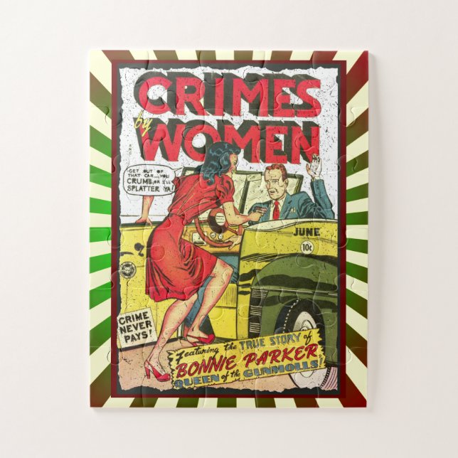 Crimes by Women #1 Golden Age Comic Book Cover Jigsaw Puzzle (Vertical)