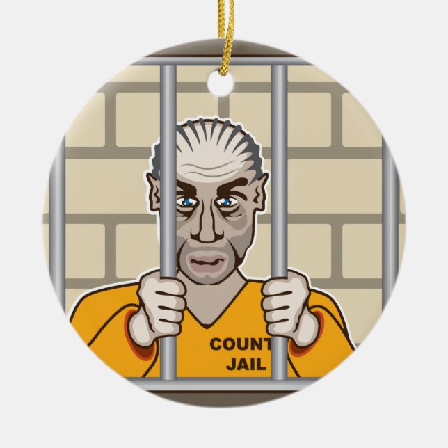 Criminal in Jail Ceramic Ornament (Front)