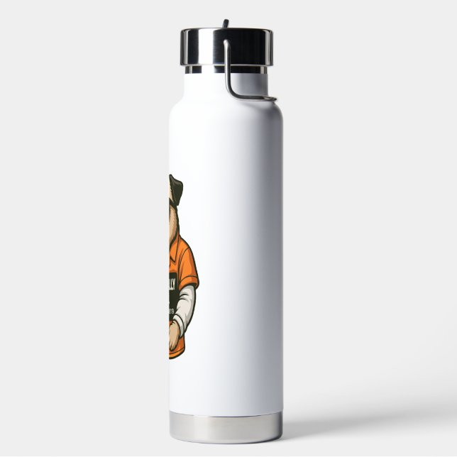 Criminally Cool Pug � Funny Mugshot Dog Design Water Bottle (Left)