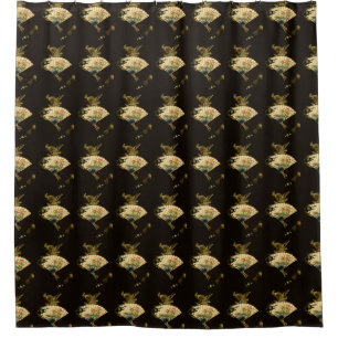 Crimped Oriental Fan with Floral Design