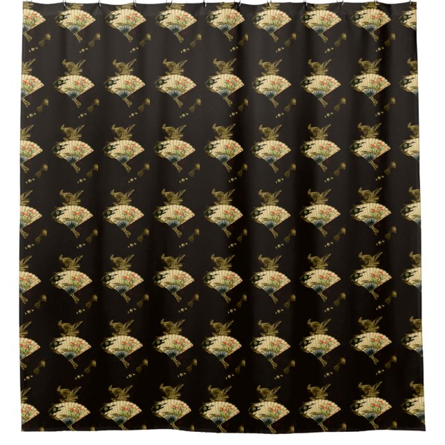 Crimped Oriental Fan with Floral Design (Front)