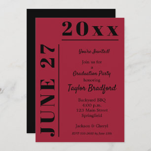 Crimson and Black Graduation Party Invitations