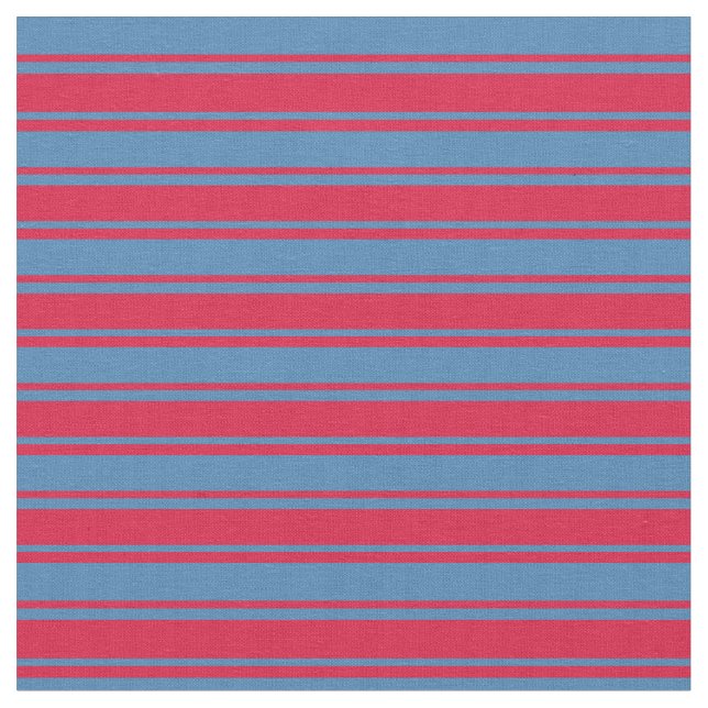 Crimson and Blue Lines Pattern Fabric (Close Up)