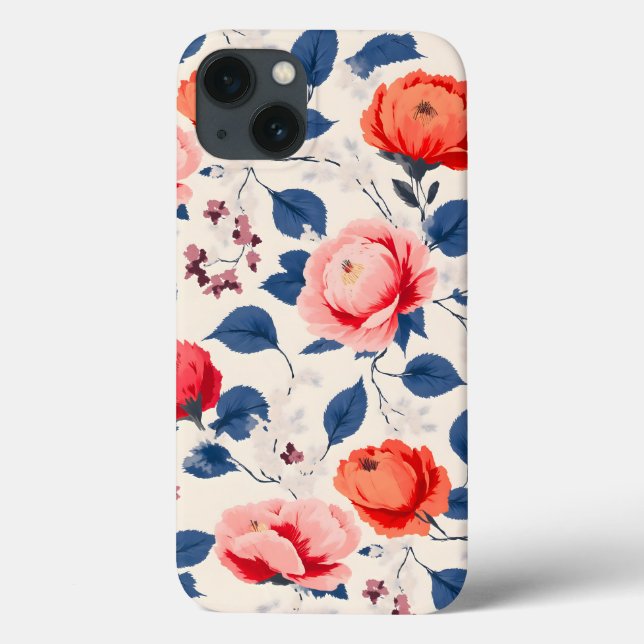 Crimson and Coral Flower Case-Mate iPhone Case (Back)