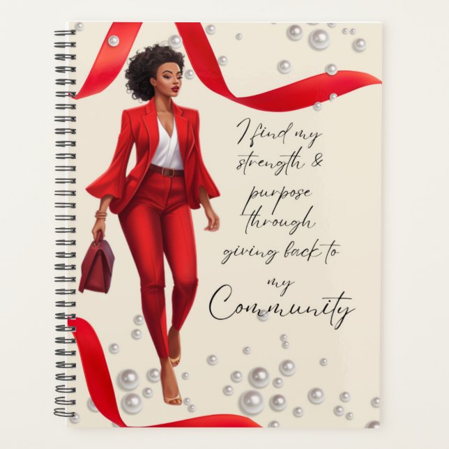 Crimson and Cream Boss Lady Chick Planner  (Front)