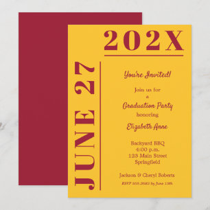 Crimson and Gold Graduation Party Invitation