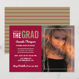 Crimson and Gold Graduation Party Invitation