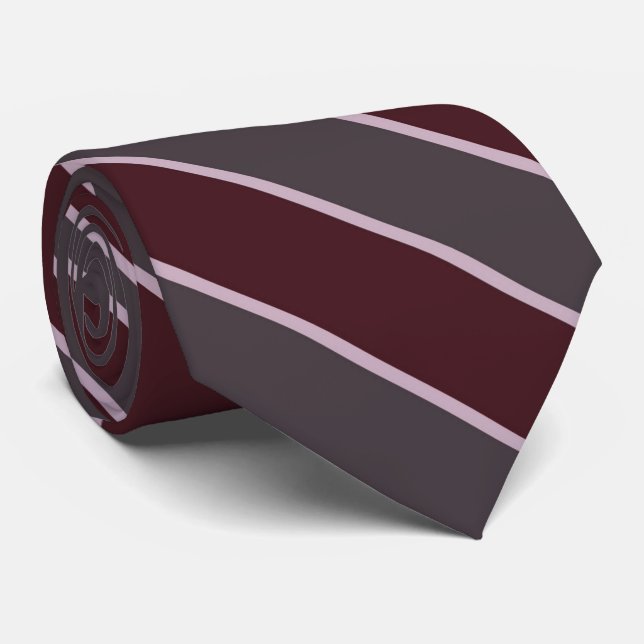Crimson And Grayish Red Plus Pink Rose Stripes     Tie (Rolled)