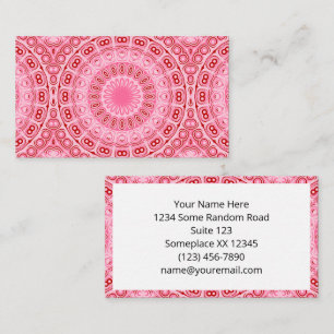 Crimson and Pink Mandala Pattern Business Card