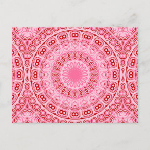 Crimson and Pink Mandala Pattern Postcard