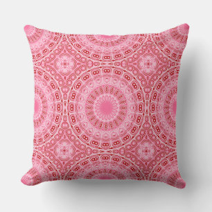 Crimson and Pink Mandala Pattern Throw Pillow