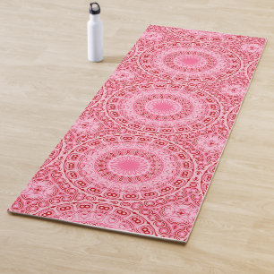 Crimson and Pink Mandala Pattern Yoga Mat