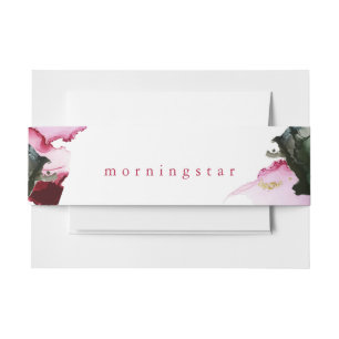 Crimson and Spruce Green Abstract  Invitation Belly Band