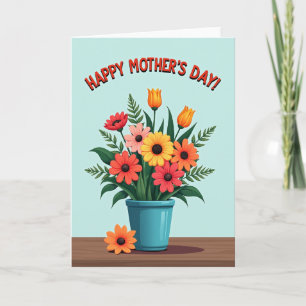 Crimson And Teal Happy Mothers Day Card