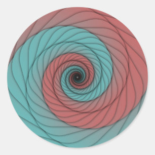Crimson and Teal Vortex Classic Round Sticker