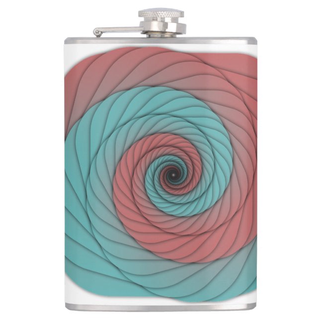 Crimson and Teal Vortex Hip Flask (Front)