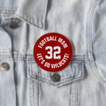 Crimson and White Football Mom Jersey Number 3 Inch Round Button<br><div class="desc">Cheer on your favourite sports team, football player or just show off your school pride with a custom personalized spirit button! Add your school name or personalize with a player's name and jersey number. Perfect for football, basketball, baseball and soccer games! Create custom pins for the whole team, cheerleaders, parents...</div>