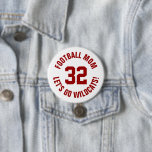 Crimson and White Football Mom Jersey Number 3 Inch Round Button<br><div class="desc">Cheer on your favourite sports team, football player or just show off your school pride with a custom personalized spirit button! Add your school name or personalize with a player's name and jersey number. Perfect for football, basketball, baseball and soccer games! Create custom pins for the whole team, cheerleaders, parents...</div>