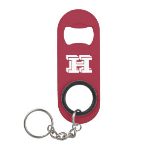 Crimson and White Stainless Keychain Bottle Opener