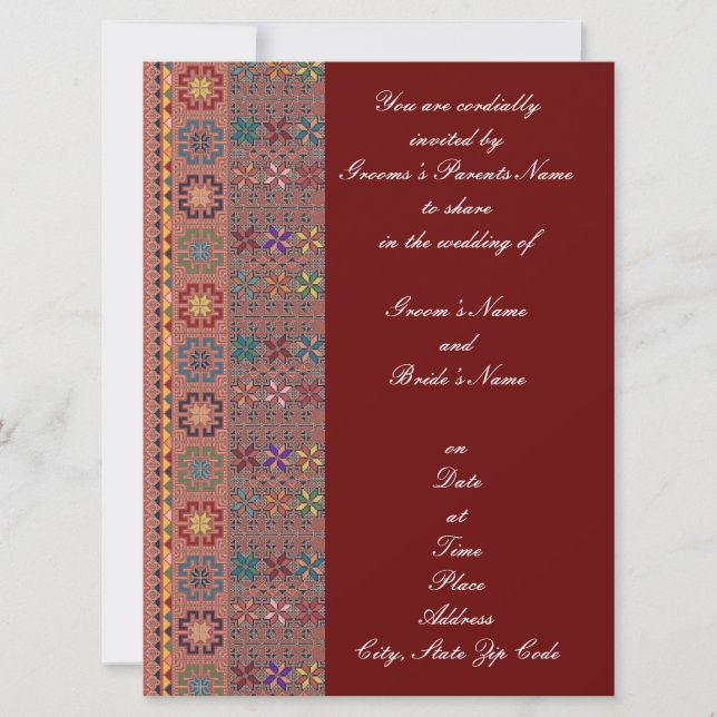 Crimson avec Faire-part de mariage Tatreez couleur (Devant)