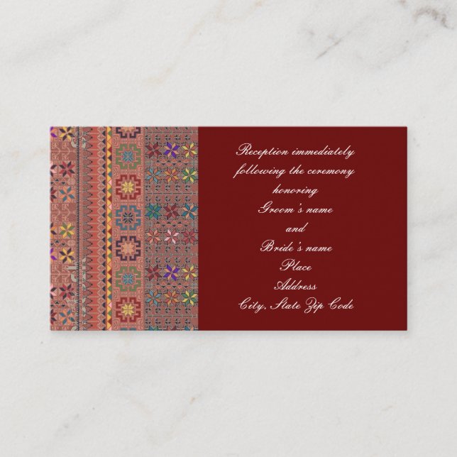 Crimson avec la couleur Tatreez Mariage carte de b (Devant)