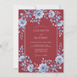 Crimson Azure Vine Wedding Invitation