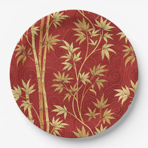 Crimson Bamboo East Asian (1) Paper Plate