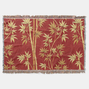 Crimson Bamboo East Asian (1) Throw Blanket