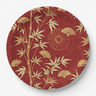Crimson Bamboo East Asian (2) Paper Plate