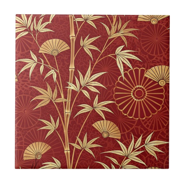 Crimson Bamboo East Asian (2) Tile (Front)
