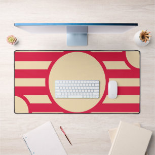 Crimson & Beige Sunburst Desk Mat – Customizable