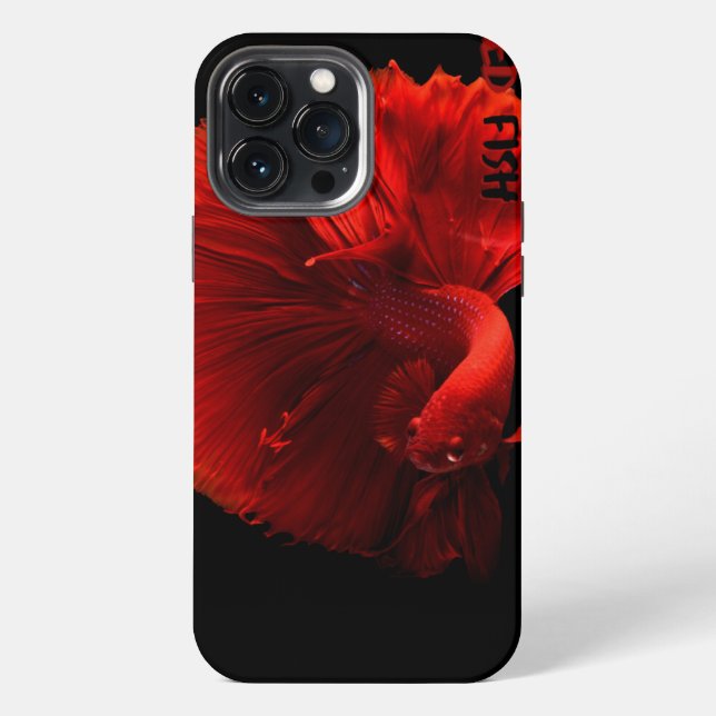 Crimson Betta Fish Art iPhone 13 Pro Max Case (Back)