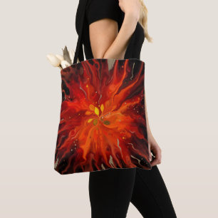 Crimson Bloom – Abstract Ink Flower Art Tote Bag