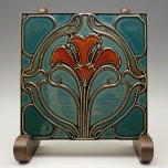 Crimson Bloom Art Nouveau Tile<br><div class="desc">Infuse your living space with the timeless beauty of the "Crimson Bloom Art Nouveau Ceramic Tile, " a captivating piece that showcases the elegance and organic forms of the Art Nouveau style. This ceramic tile, printed by Zazzle, features a striking design of a crimson flower with gracefully curving petals set...</div>
