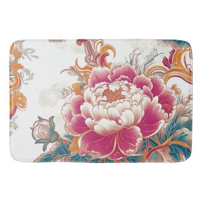 Crimson Bloom Bath Mat (Front)