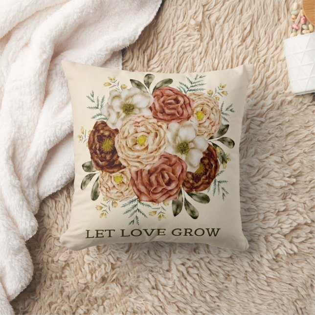 "Crimson Bloom  Throw Pillow (Blanket)