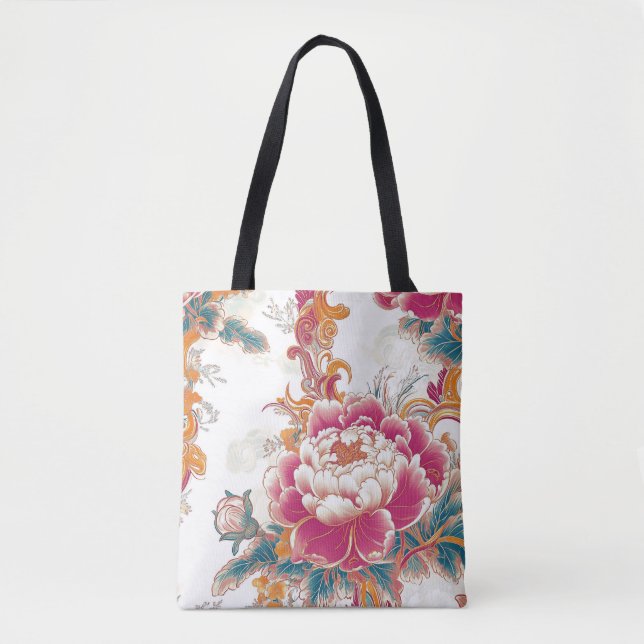 Crimson Bloom Tote Bag (Front)