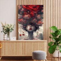 Crimson Blossom Surreal Art Poster
