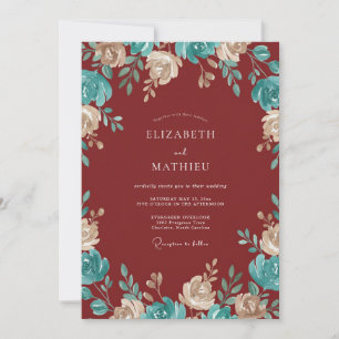 Crimson Blossom Wedding Invitation