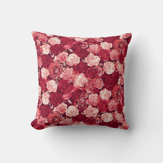 Crimson & Blush Seamless Rose Pattern Throw Pillow