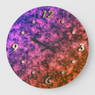 Crimson bright marble pattern large clock