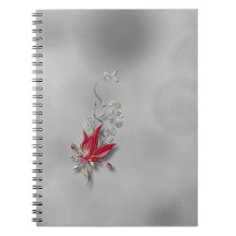 	Crimson Butterfly Bloom Spiral notebook 