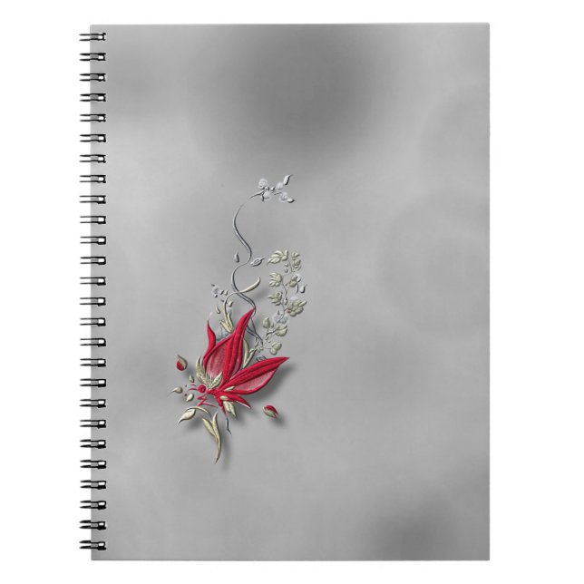 	Crimson Butterfly Bloom Spiral notebook  (Front)