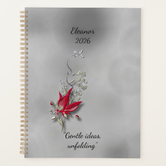 	Crimson Butterfly Bloom Spiral notebook 