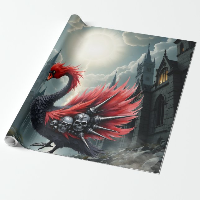 Crimson Cathedral Swan. Wrapping Paper (Unrolled)