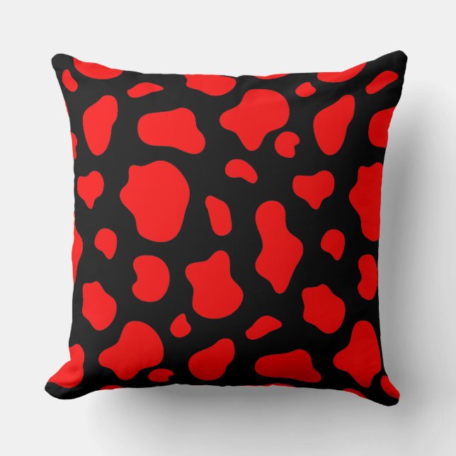 Crimson & Charcoal Spotted Decorative Pillow  (Front)