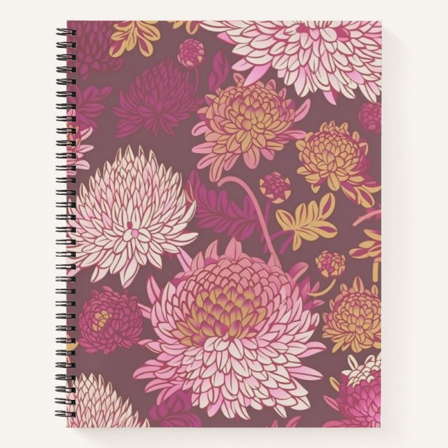 Crimson Chrysanthemum Softcover Spiral Notebook (Front)